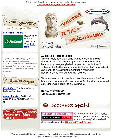 Example of travel newsletter