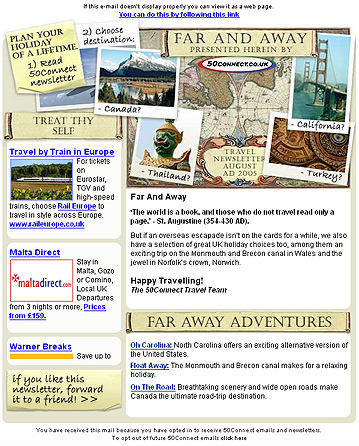 Example of travel newsletter